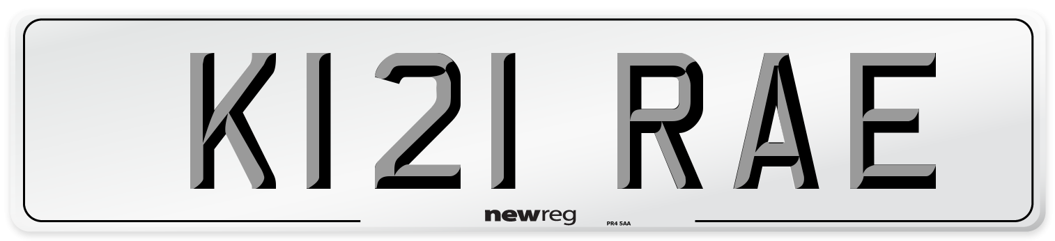 K121 RAE Number Plate from New Reg